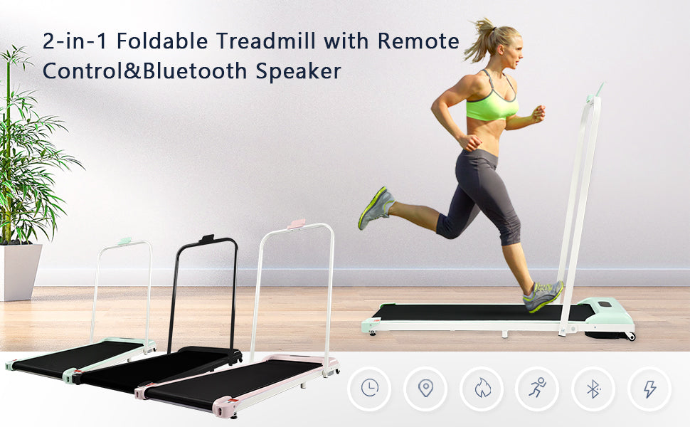 2In1 Treadmill For Home With Remote Control 1-6 Km/h Speed With LED Display & Bluetooth Speaker Phone Holder For Home, Office