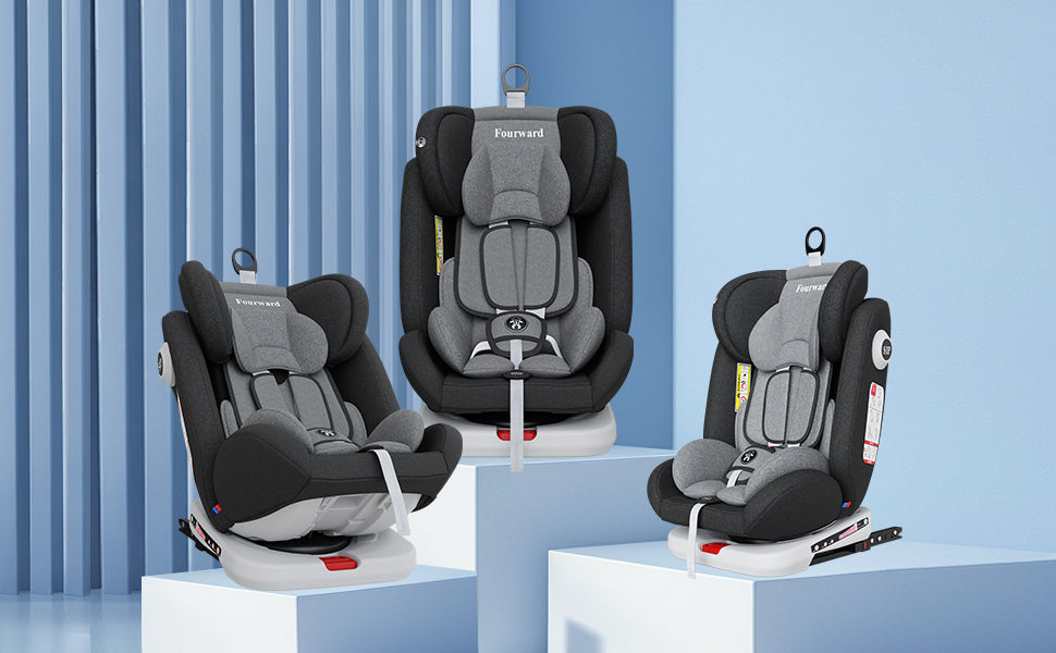 AP02 KL005 Baby Car Seat 360° Rotatable, ISOFIX, Resting Position, Group 0+1/2/3, 9-36 kg, Child Seat with 5-Point Safety Belt