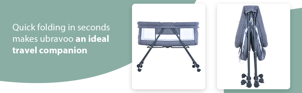 Baby Travel Cot with Mattress & Wheels – Convertible Rocking Crib