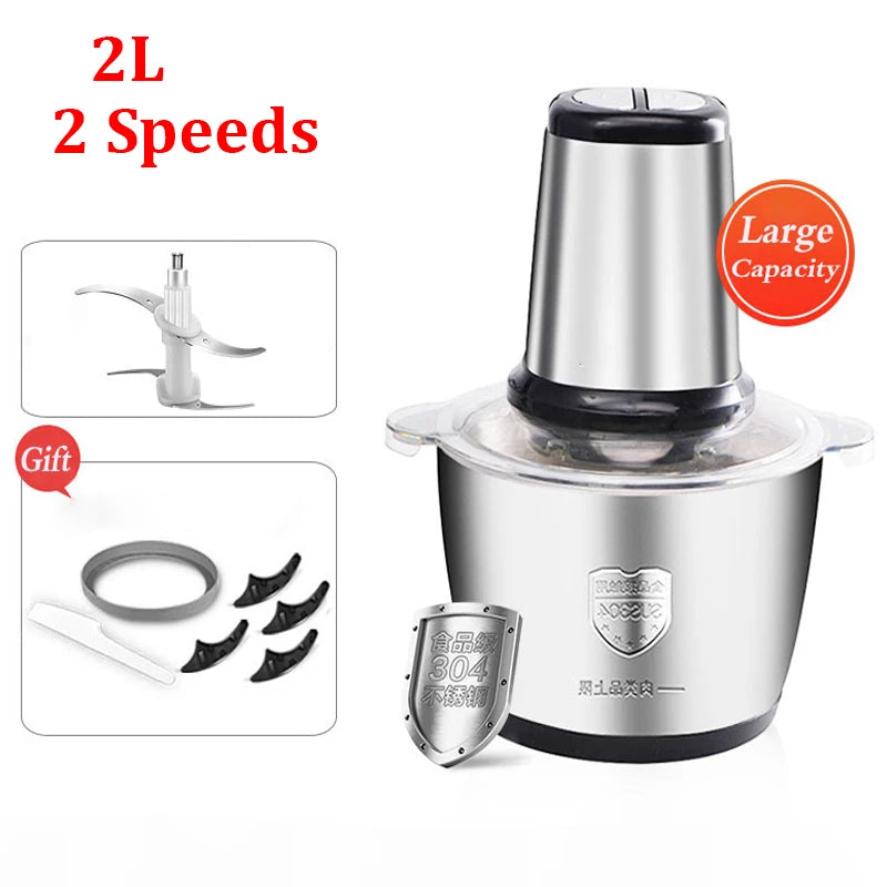 2L/5L Electric Meat Grinder Food Processor Chopper Stainless Steel Kitchen light Machine Chopper Slicer Machine Home Grinder