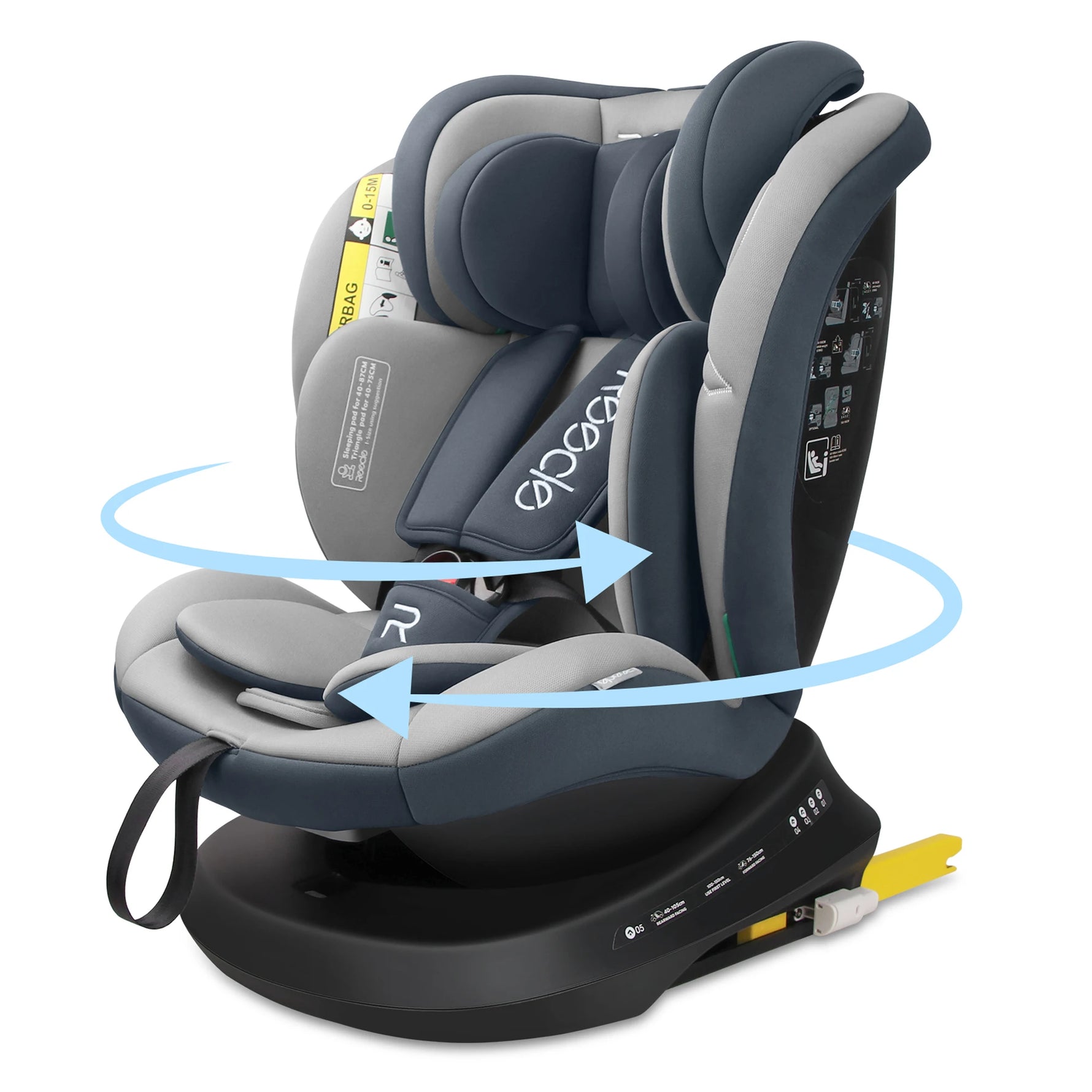 Reecle 360 Child Baby Car Seat with ISOFIX, 40-150cm (Group 0+ 1/2/3, 0-36 kg), Approx. 0-12 Years