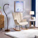 ROSAHQNDA Rocking chair, soft plush fabric with armrests and backrest, casual upholstered chair, for living room, bedroom, Yard