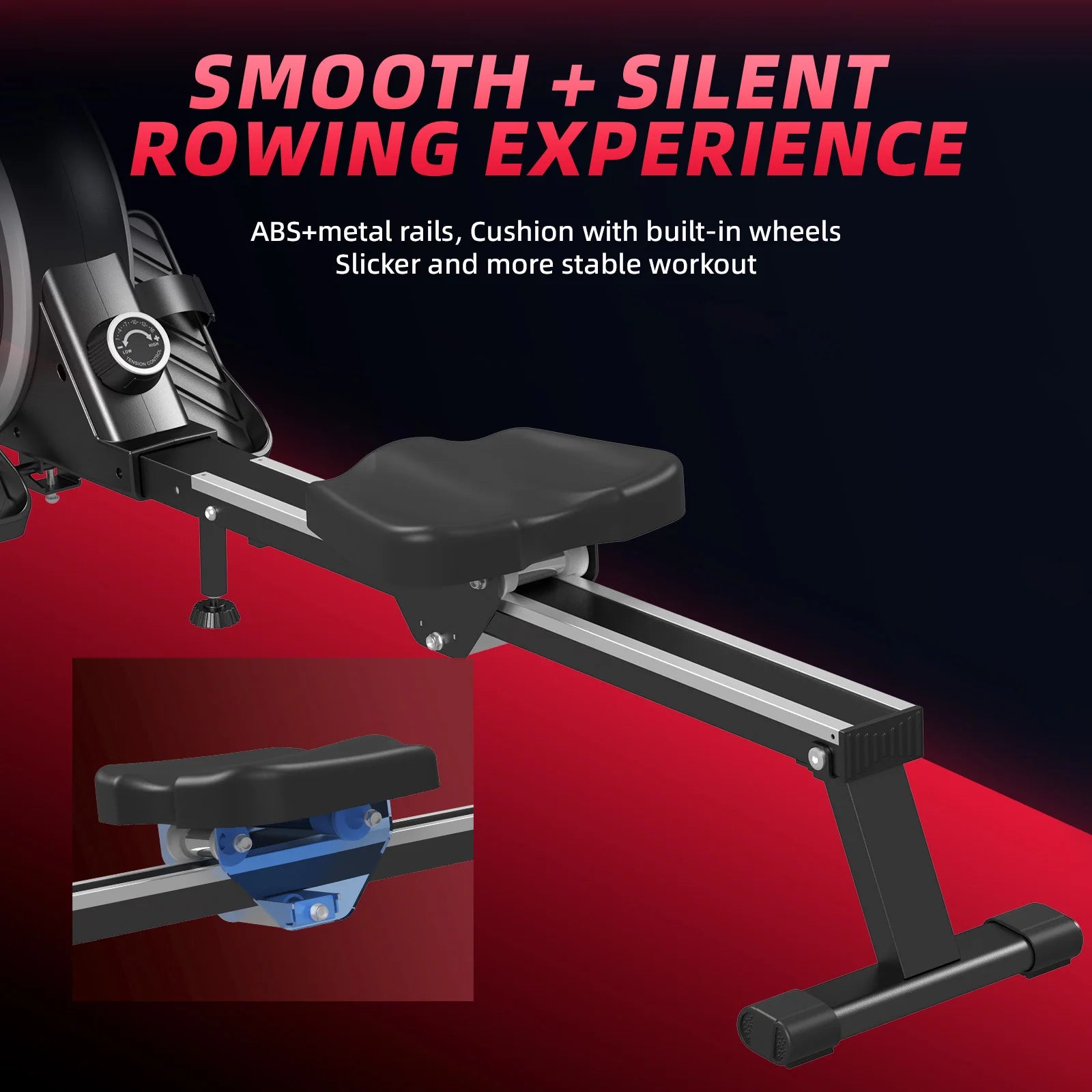 Rowing Machine, Magnetic Rowing Machines for Home Gym with 16 Levels Resistance, Real Weight Caoacity 150 KG, Full-Body Workout