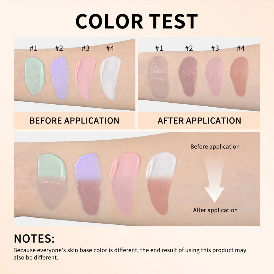 Color Changing Foundation 4 in 1 Moisturizing SPF 30+ Hydrating Color Longwearing Waterproof Travel Coverage Makeup Base