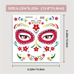 Halloween Temporary Tattoos Sticker Day Of The Dead La Catrina Face Tattoos Skull Waterproof Tattoos Sticker Party Makeup Decals
