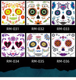 Halloween Temporary Tattoos Sticker Day Of The Dead La Catrina Face Tattoos Skull Waterproof Tattoos Sticker Party Makeup Decals