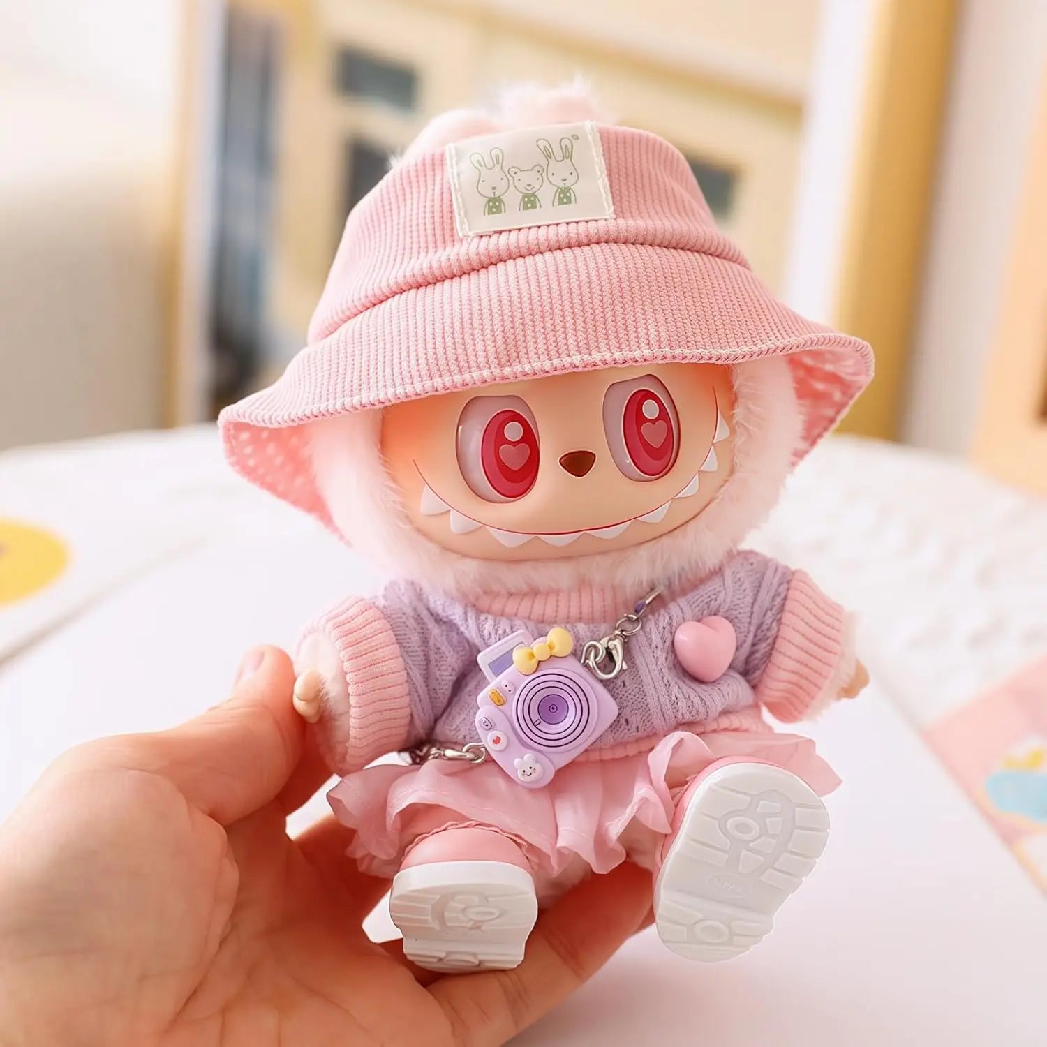 Mini Plush Doll'S Clothes Outfit Accessories For Korea Kpop Exo Labubu V1 V2 Idol Dolls Goose Dinosaur Macaron Clothing Gift