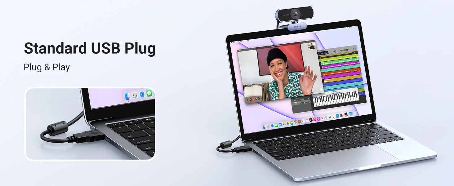 UGREEN USB Webcam 2K HD Mini Webcam For Laptop Computer Web Camera Dual Microphones for Youtube Zoom Video Calling 30fps web cam