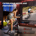 Merach S38 Exercise Bike, Supports 300 pounds, 25dB, Fit for144-188cm, ABS Pulley, High-Density Foam and Dual Spring Suspension