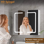 Smart illuminated bathroom mirror cabinet double door illuminated storage s mirror cabinet wall mounted BA