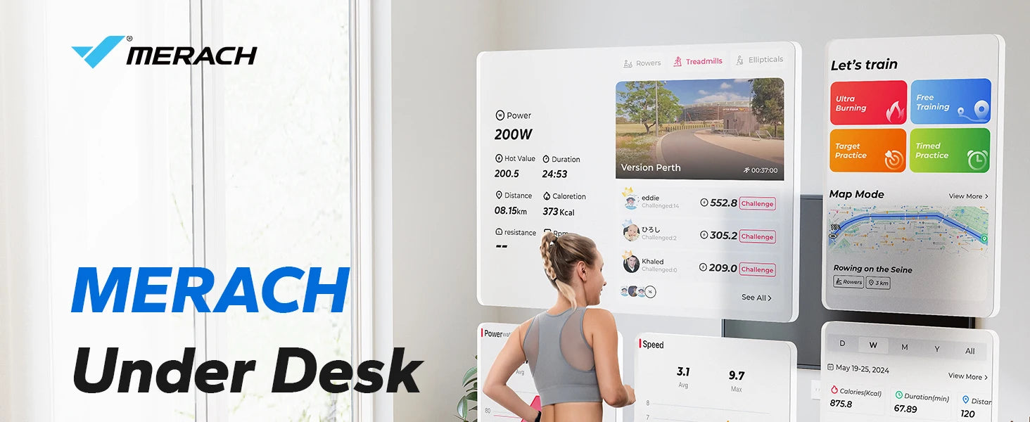 MERACH Walking Pad Treadmill Under Desk 3in1 Home Gym Capacity 2.75HP Portable Magnetic Remote Control LED Display Non-Assembly