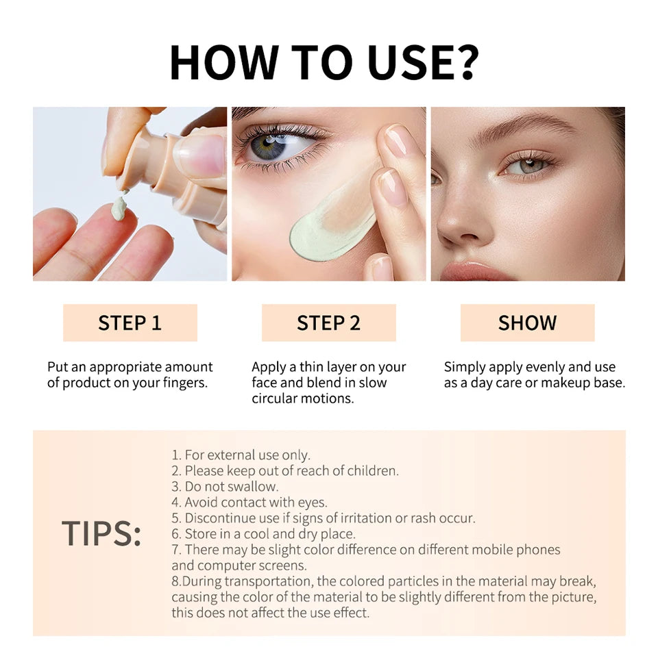 Color Changing Foundation 4 in 1 Moisturizing SPF 30+ Hydrating Color Longwearing Waterproof Travel Coverage Makeup Base