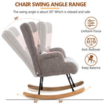 Rocking chair with stool, metal frame & wood base, Retro Relax armchair with backrest, ideal for living room