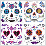 Halloween Temporary Tattoos Sticker Day Of The Dead La Catrina Face Tattoos Skull Waterproof Tattoos Sticker Party Makeup Decals