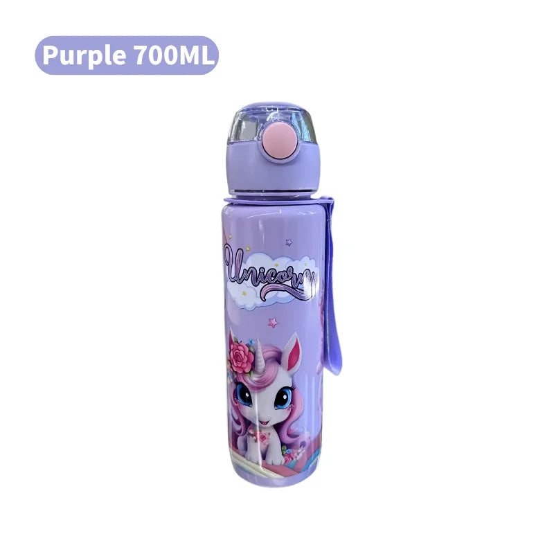 700ml Cute & Durable Cartoon Space Cup with Hand-held Ring BPA-Free High Temperature Resistant Portable Outdoor Water Bottle
