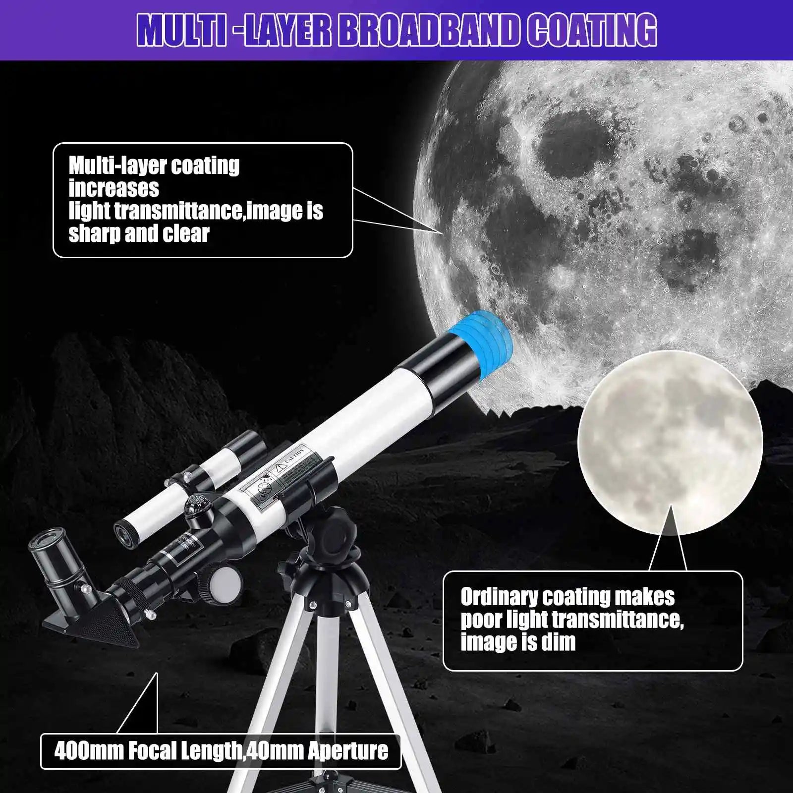 40040 Astronomical Telescope Monocular Professional Astronomical Telescope Reflecting Spyglass Camping for Travel Children Gifts