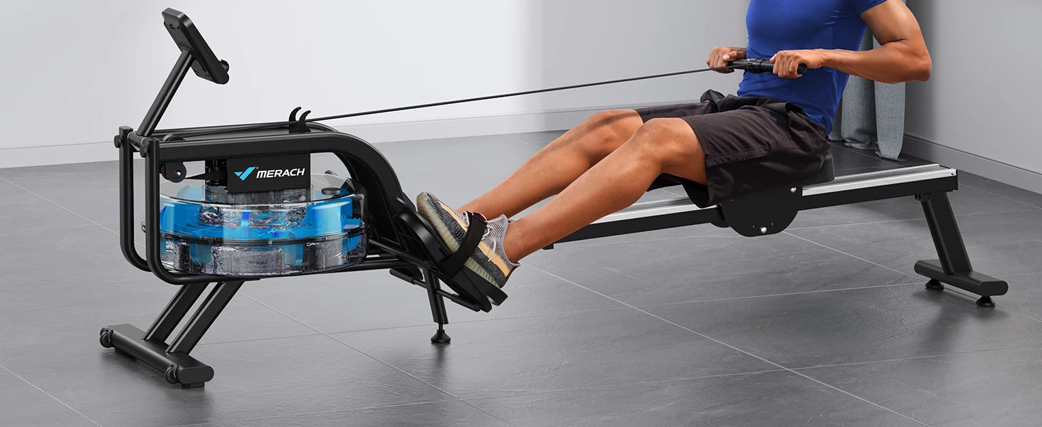 MERACH Water Rowing Machines 16 Levels of Quiet Resistance Foldable Compact Rowing Machine 350 LB Weight Capacity with Bluetooth