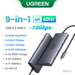 UGREEN USB-C HUB to 4K60Hz HDMI RJ45 Gigabit PD100W SD&TF USB3.0 5Gbps Splitter for MacBook Laptop Accessories Docking Station