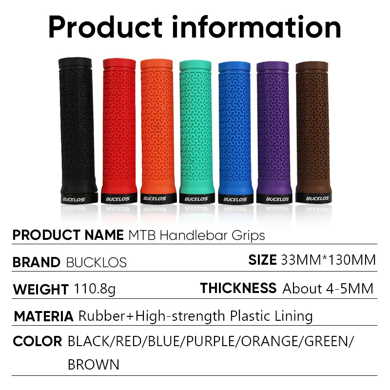 BUCKLOS Bicycle Grips Integrated Rubber Anti-slip Mtb Handlebar Cover Lock on Mountain Bike Handle Bar Cuffs BMX Cycling Parts