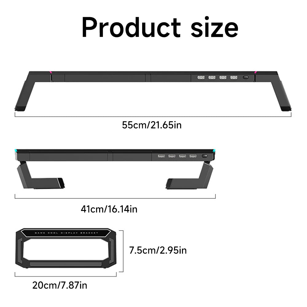 Foldable PC Monitor Stand with Keyboard Storage Space, USB 3.0 Fast Charging, Ergonomic Design