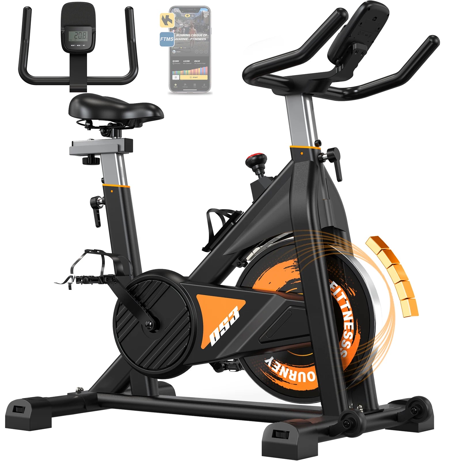 Fysiq Os3 Magnetic Exercise Bike – Quiet Indoor Fitness Bike with Lcd Display, Bluetooth & Adjustable Resistance