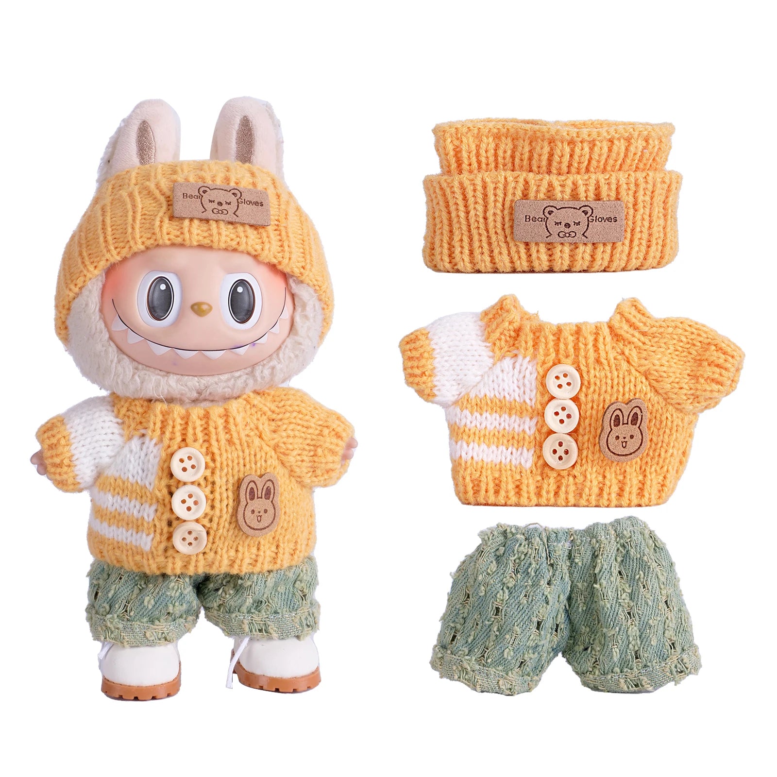 6.7inch labubu Clothing Accessories Set Hat + Clothes + (pants or skirt) Doll Clothes Suitable for Fashion Plush Dolls shoes