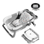 Folding Baby Bathtub with Thermometer & Non-Slip Cushion