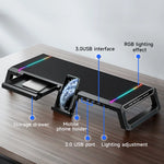 Foldable PC Monitor Stand with Keyboard Storage Space, USB 3.0 Fast Charging, Ergonomic Design