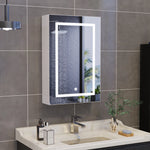 Bathroom wall-mounted mirror cabinet, 50x12.5x70cm, with LED lights and shelves, touch switch, single door design, white