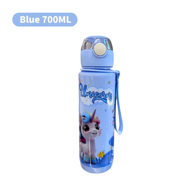 700ml Cute & Durable Cartoon Space Cup with Hand-held Ring BPA-Free High Temperature Resistant Portable Outdoor Water Bottle