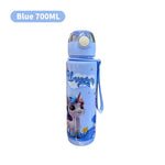 700ml Cute & Durable Cartoon Space Cup with Hand-held Ring BPA-Free High Temperature Resistant Portable Outdoor Water Bottle