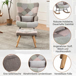 Rocking chair with stool, metal frame & wood base, Retro Relax armchair with backrest, ideal for living room