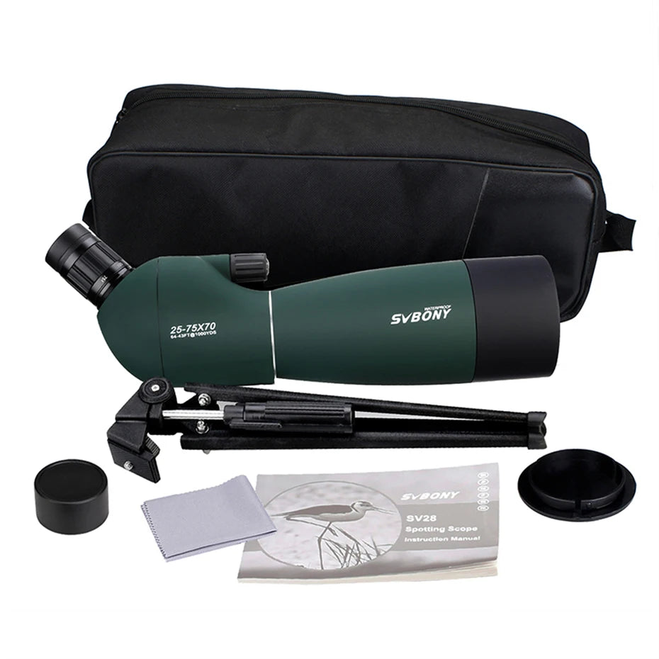SVBONY 25-75x70 Telescope Spotting Scope Powerful Zoom Monocular FMC BAK4 Waterproof For Bird Watching Target Shotting