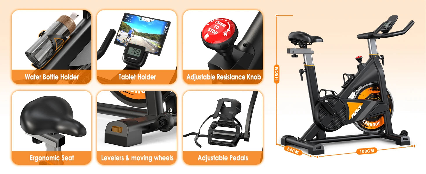 Fysiq Os3 Magnetic Exercise Bike – Quiet Indoor Fitness Bike with Lcd Display, Bluetooth & Adjustable Resistance