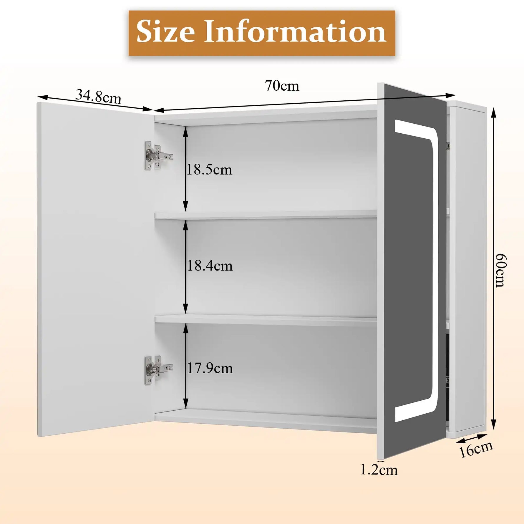 Smart illuminated bathroom mirror cabinet double door illuminated storage s mirror cabinet wall mounted BA