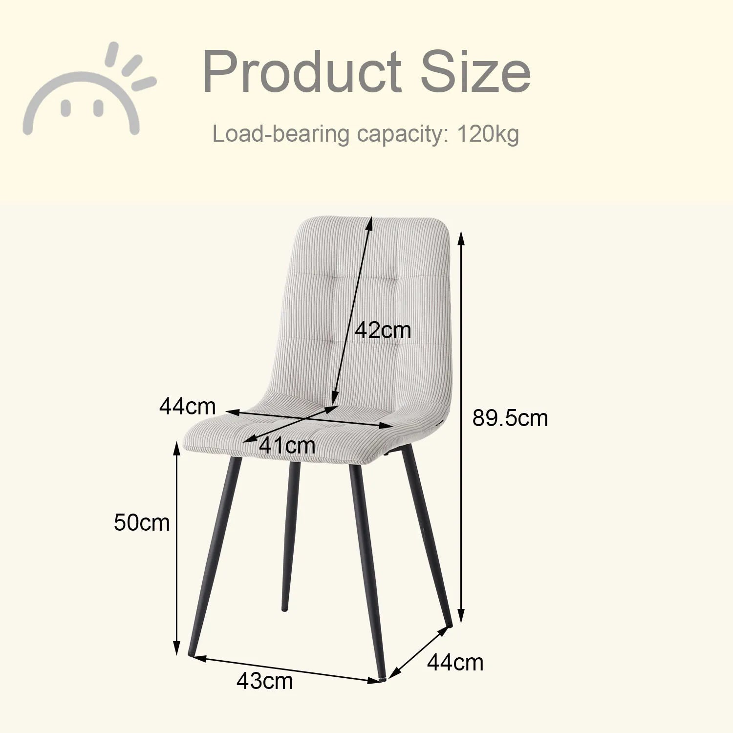 Set of 2/4/6 Modern Dining Chairs Upholstered Padded Corduroy Fabric Chairs Metal Legs for Restaurant  Dining Room