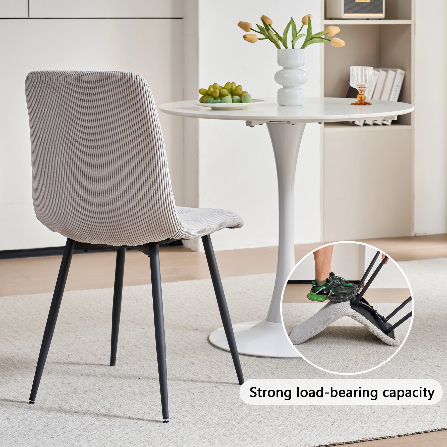 Set of 2/4/6 Modern Dining Chairs Upholstered Padded Corduroy Fabric Chairs Metal Legs for Restaurant  Dining Room