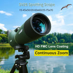 SVBONY 25-75x70 Telescope Spotting Scope Powerful Zoom Monocular FMC BAK4 Waterproof For Bird Watching Target Shotting