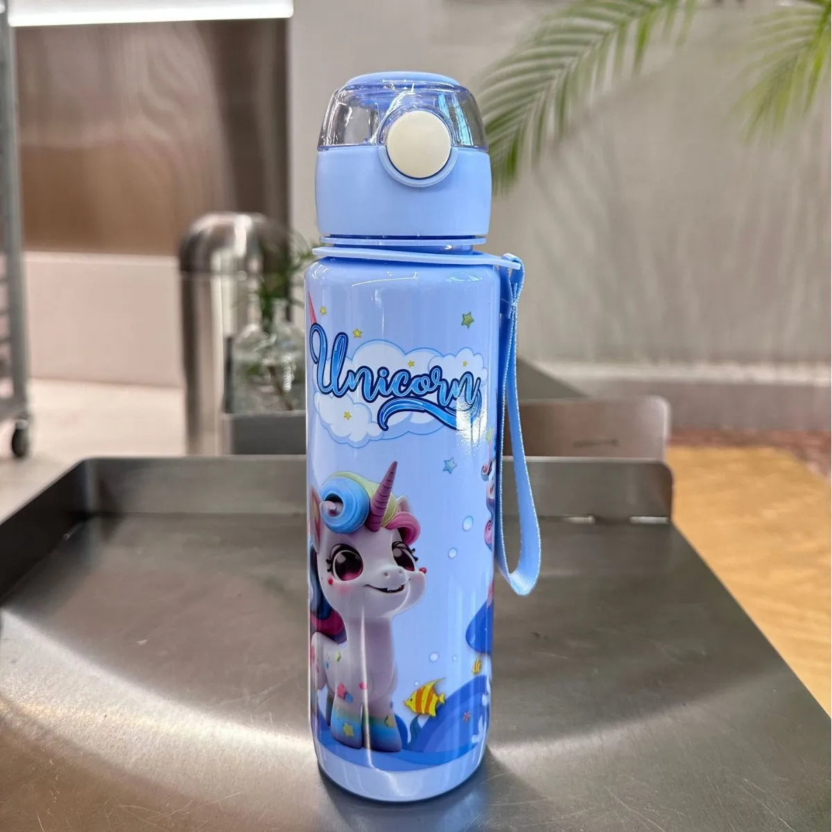 700ml Cute & Durable Cartoon Space Cup with Hand-held Ring BPA-Free High Temperature Resistant Portable Outdoor Water Bottle