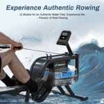 MERACH Water Rowing Machines 16 Levels of Quiet Resistance Foldable Compact Rowing Machine 350 LB Weight Capacity with Bluetooth