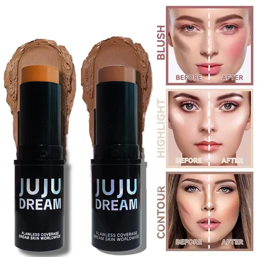 Dual-Tone Highlighter Contour Stick, Brightening & Shading, Waterproof, Long-Lasting,Unisex, Skin-Safe,for All Face Makeup Looks