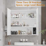 Smart illuminated bathroom mirror cabinet double door illuminated storage s mirror cabinet wall mounted BA