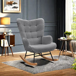 ROSAHQNDA Rocking chair, soft plush fabric with armrests and backrest, casual upholstered chair, for living room, bedroom, Yard