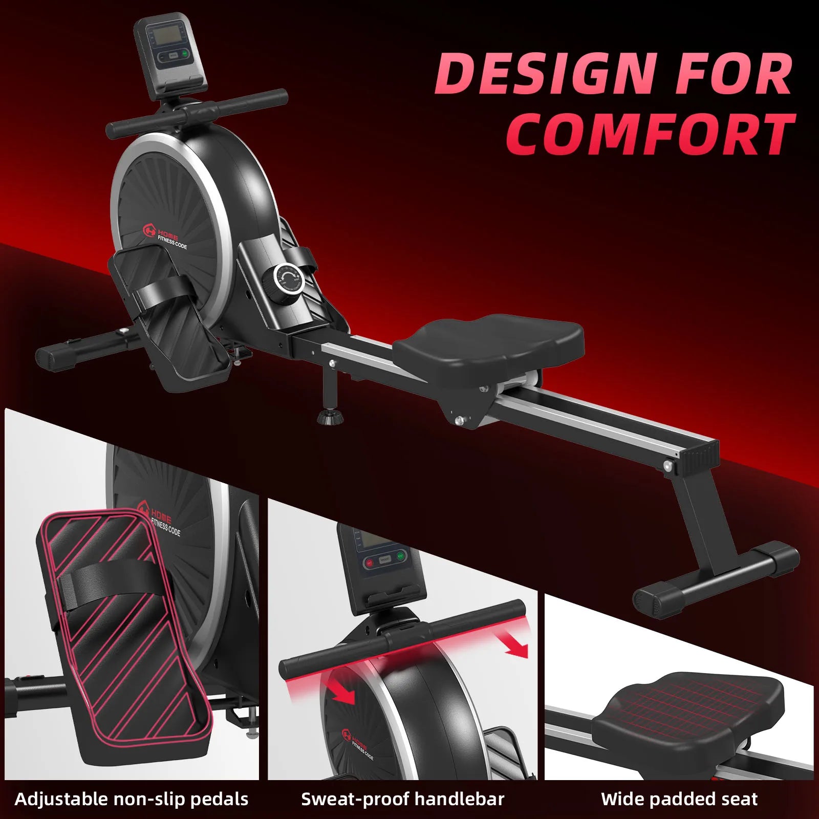 Rowing Machine, Magnetic Rowing Machines for Home Gym with 16 Levels Resistance, Real Weight Caoacity 150 KG, Full-Body Workout