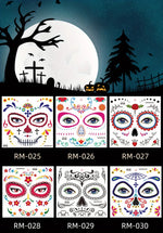 Halloween Temporary Tattoos Sticker Day Of The Dead La Catrina Face Tattoos Skull Waterproof Tattoos Sticker Party Makeup Decals