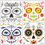 Halloween Temporary Tattoos Sticker Day Of The Dead La Catrina Face Tattoos Skull Waterproof Tattoos Sticker Party Makeup Decals