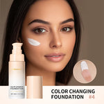 Color Changing Foundation 4 in 1 Moisturizing SPF 30+ Hydrating Color Longwearing Waterproof Travel Coverage Makeup Base