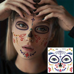 Halloween Temporary Tattoos Sticker Day Of The Dead La Catrina Face Tattoos Skull Waterproof Tattoos Sticker Party Makeup Decals