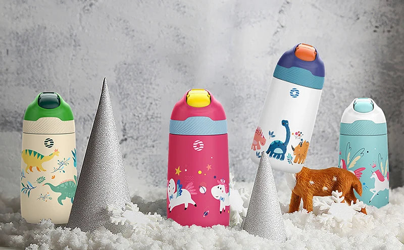 FJbottle water bottle for children ,Vacuum Flacks for girls, thermos Bottle With Healthy Straw And BPA Free,350ML