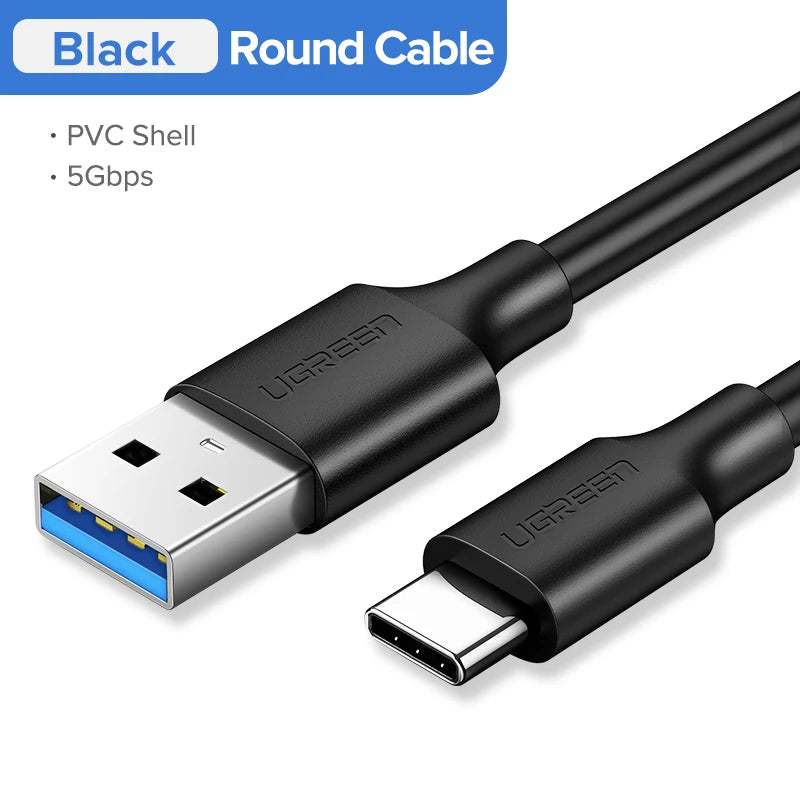 UGREEN USB C Cable 5Gbps USB3.0 A to USB C for iPhone 17 16 15 iPad Samsung S25 S24 for Switch M2 SSD NVME USB3.0 Data 18W Cable